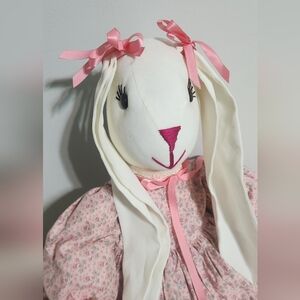 Source Unknown Pink and White Floral Bunny Plush